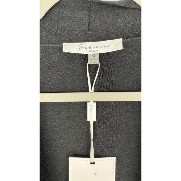 Siani Milano Waterfall Cardigan Sheer Accordion Long Sleeve Womens Medium Black - Picture 7 of 10